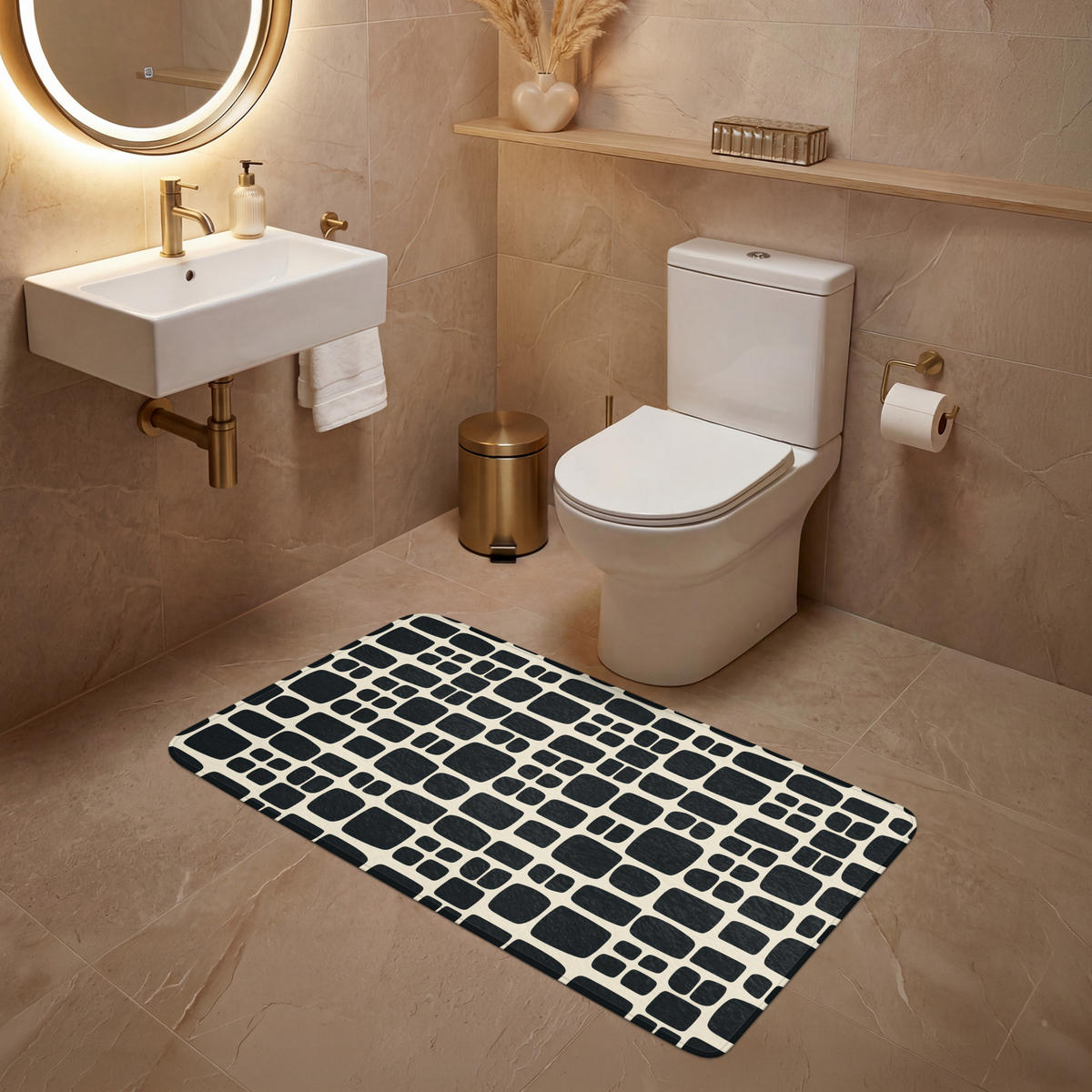 WC PŘEDLOŽKA Moderní - organické - černé 120x60 cm - antracitová, textil/plast (120/1cm) - OnlyWow