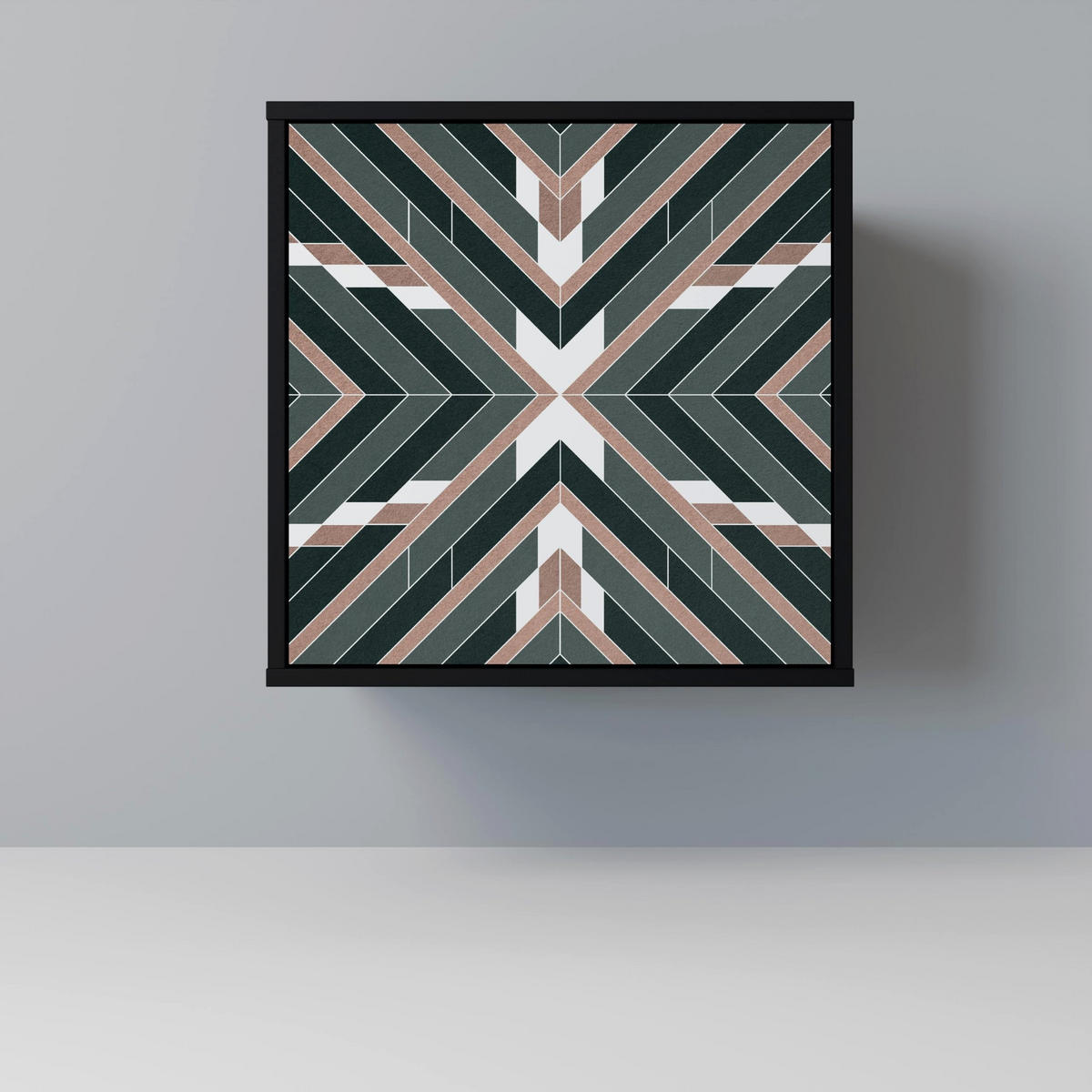 SIDEBOARD DIMENSION DELIGHTS, Schwarz, 57,5x42x70,5 cm, Schwarze Metall-Sternfüße - Multicolor/Schwarz, Holzwerkstoff/Metall (57.5/70.5/42cm) - SpaceRebels