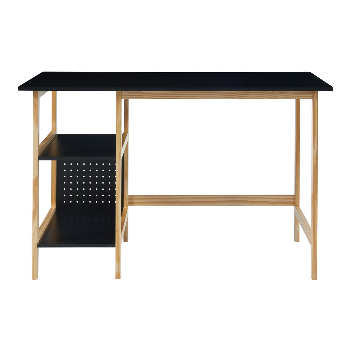 SCHREIBTISCH Dønna - Schwarz/Naturfarben, Holzwerkstoff (120/60/75cm) - [en.casa]