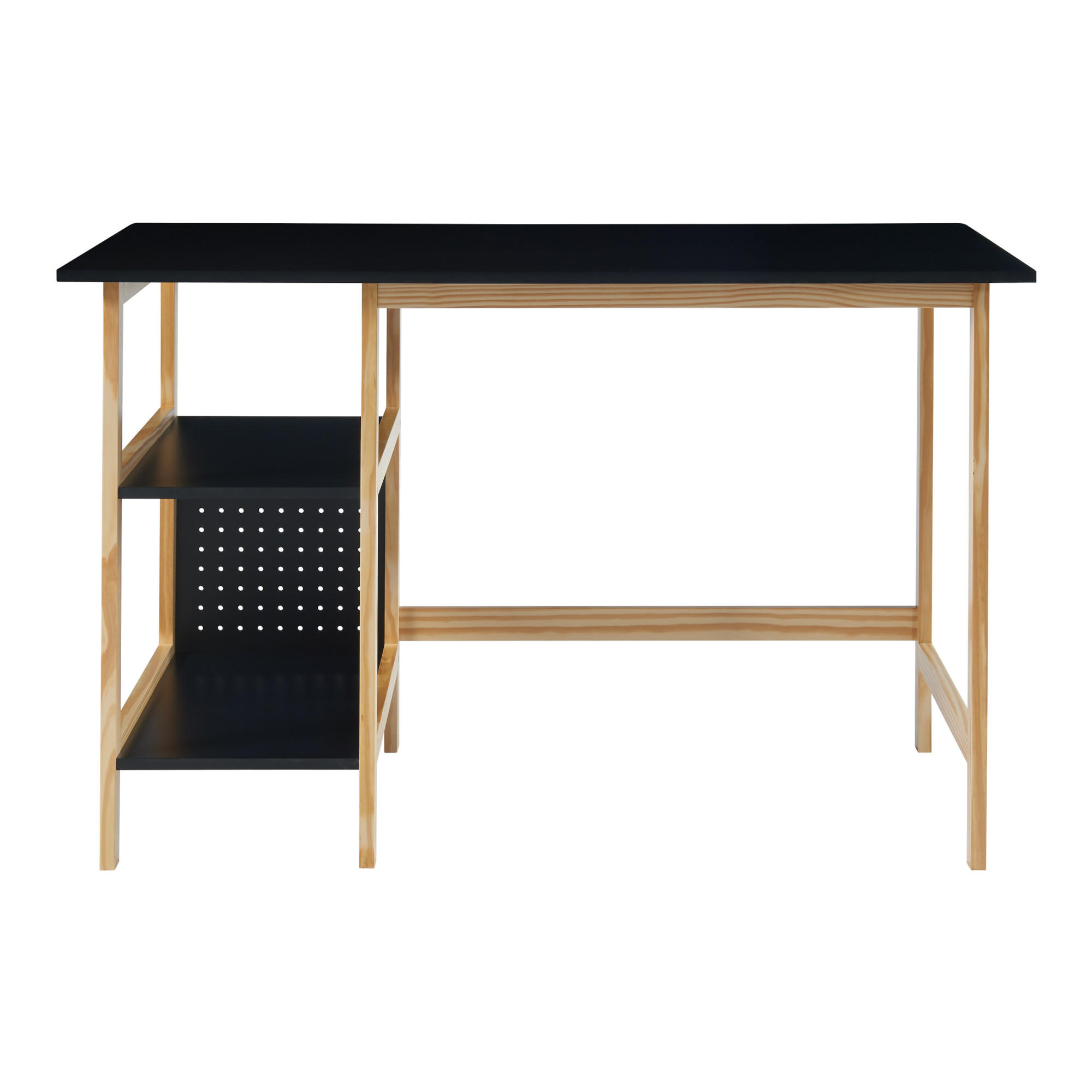Thumbnail - [en.casa] Schreibtisch, Natur, Schwarz, Holzwerkstoff, 60x75x120 cm, Arbeitszimmer, Schreibtische, Bürotische