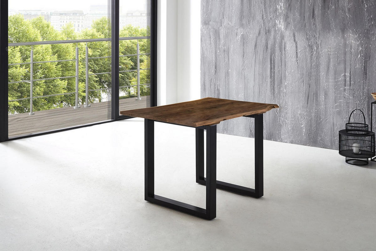 ESSTISCH LUBIN - Schwarz/Braun, Holz/Metall (80/140/77cm) - SAM
