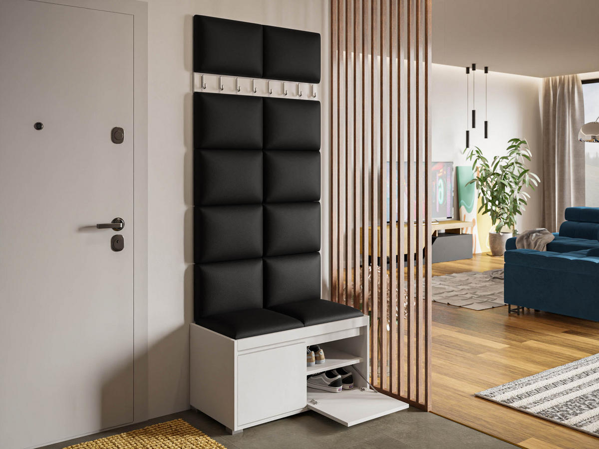 GARDEROBEN-SET Grawis 80 II - Schwarz Hochglanz/Silberfarben, Holzwerkstoff/Kunststoff (84.5/45/34cm) - MIRJAN24