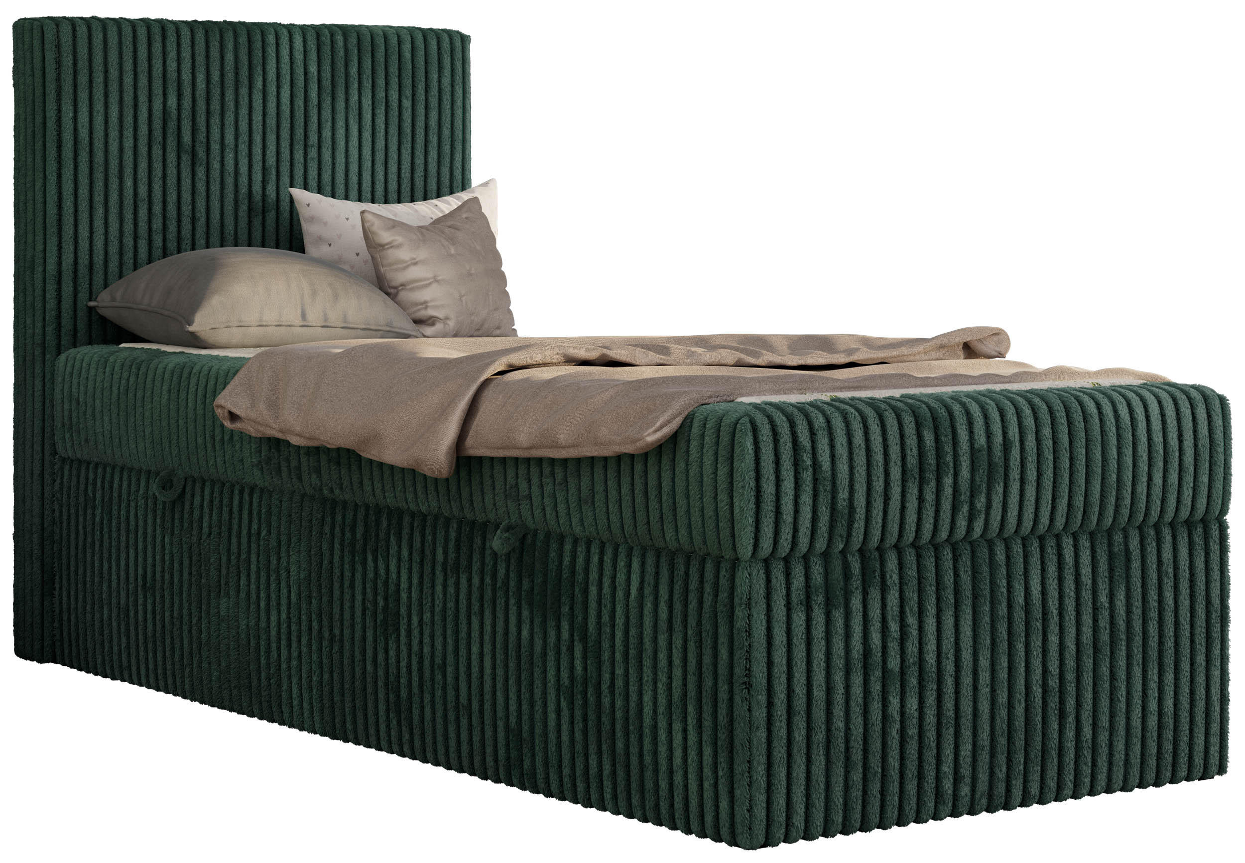 JUGENDBETT TILIO 90/200 - Dunkelgrün - H4 - Links Seite - Dunkelgrün, Textil (90/200cm) - MKS