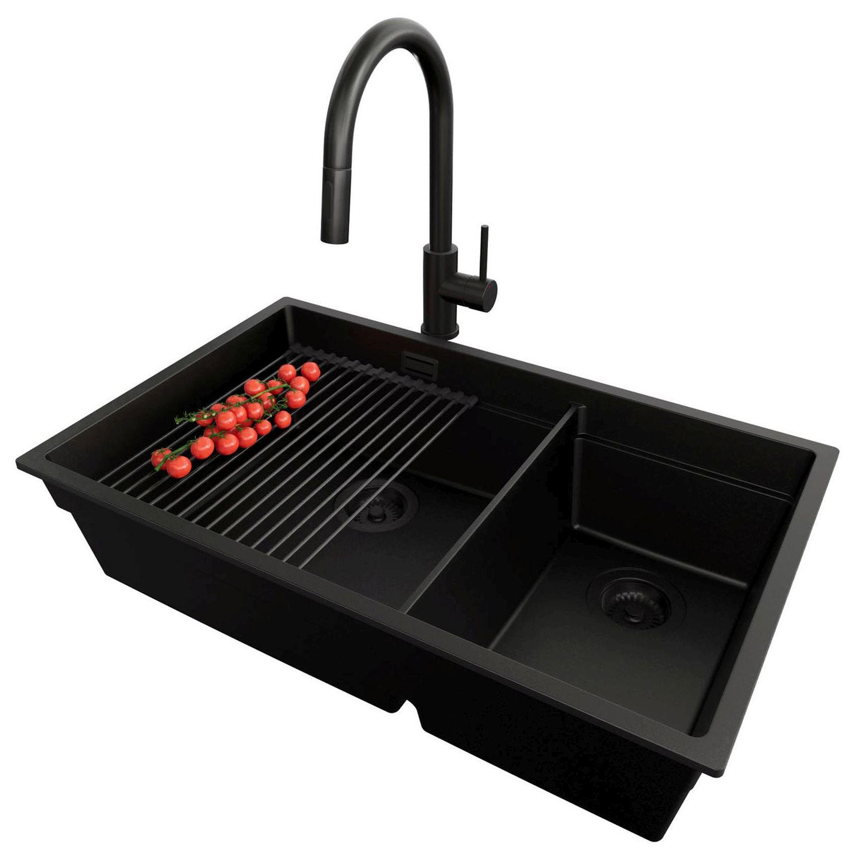 Primagran Granitspüle Schwarz, Schwarz, Schwarz, Schwarz 76x20x47 cm