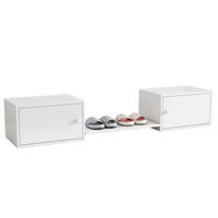 SCHUHSCHRANK Sitzbank Schuhschrank MDF Kiefernholz Doppeltür Stauraum Bank 189/40/34,5 - Weiß, Holzwerkstoff (189/34.5/40cm) - EVRYAE
