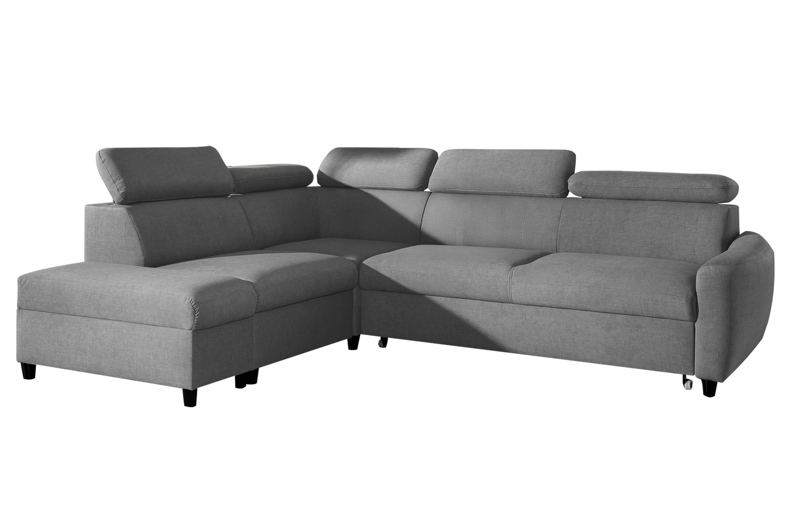 ECKSOFA L Form Olettio Grau 265/205/96 cm Links mit Schlaffunktion - Schwarz/Grau, Kunststoff/Textil (205/265cm) - AX Living