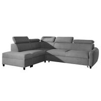 ECKSOFA L Form Olettio Grau 265/205/96 cm Links mit Schlaffunktion - Schwarz/Grau, Kunststoff/Textil (205/265cm) - AX Living
