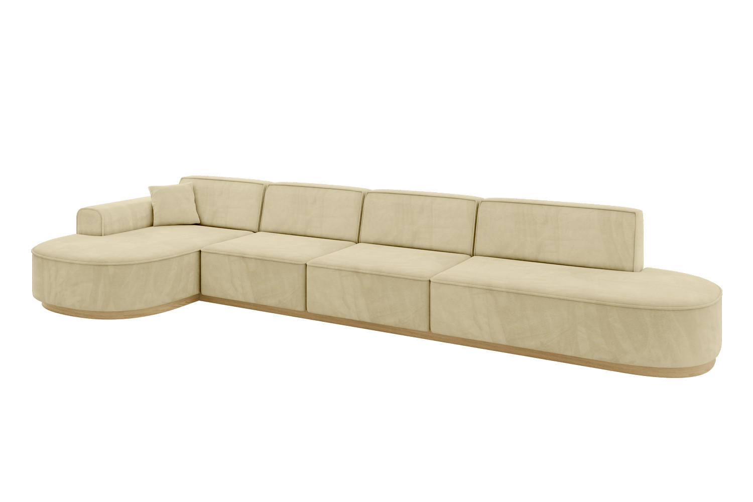 ECKSOFA Ottomane Links MARI-L3-v2 - 413x171x83 cm Beige Velours - Beige, Holzwerkstoff/Textil (413/171cm) - ALTDECOR