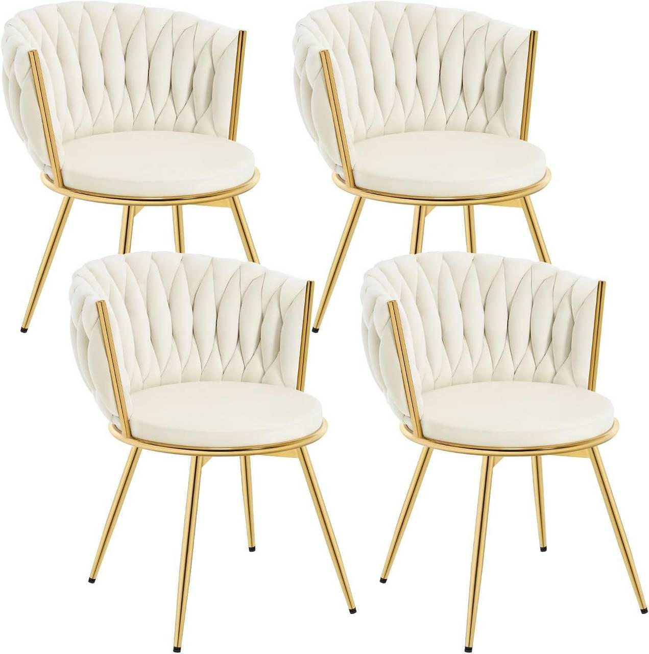 ESSZIMMERSTUHL 4er Set, drehbar, Samt, Beige - Beige/Goldfarben, Textil/Metall (60.5/78/59.5cm) - Woltu