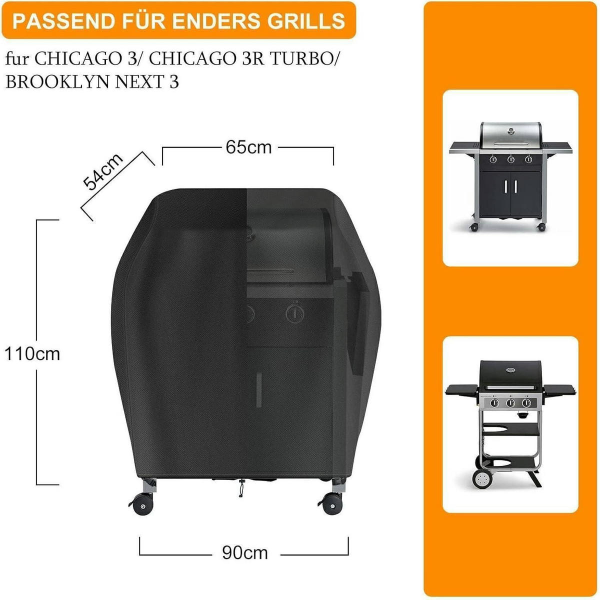 ABDECKHAUBE für Gasgrill 110 cm - Schwarz, Kunststoff (54/110/90cm)