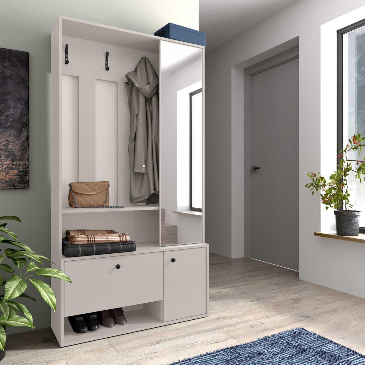 GARDEROBENSCHRANK Pots Plus mit zwei Türen kaschmir - Kaschmir, Holzwerkstoff (100/190/33cm) - Beautysofa
