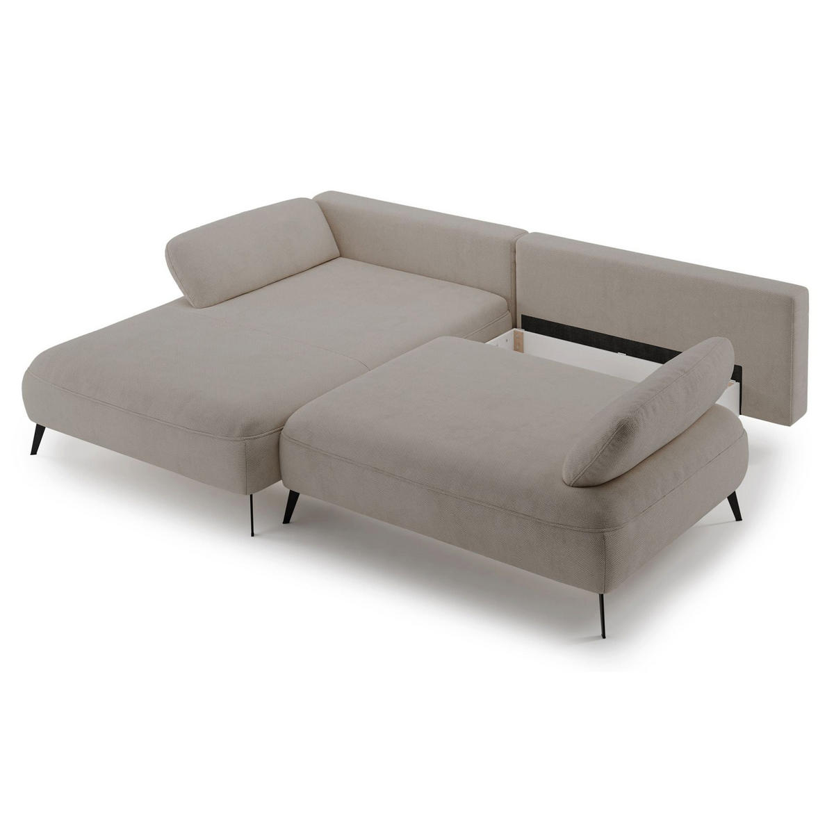 ECKSOFA Avolla Beige links - Beige/Schwarz, Textil/Metall (284/186cm) - Selsey