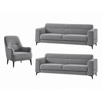 SITZGARNITUR Manta, Grau Stellvariante 3+3+1 - Grau, Holzwerkstoff/Kunststoff (237/87/98cm)