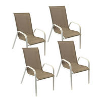 GARTENSTÜHLE Marbella Taupe und weiß 4er-Set - Braun, Kunststoff (56.5/92.5/76cm) - Happy Garden