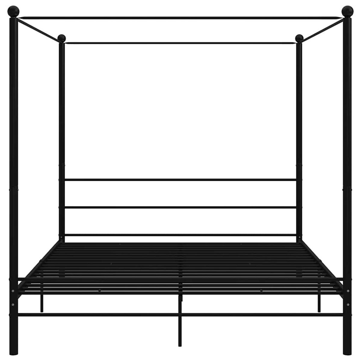 HIMMELBETT Schwarz Metall 180/200 Cm - Schwarz, Holz (180/200cm) - vidaXL