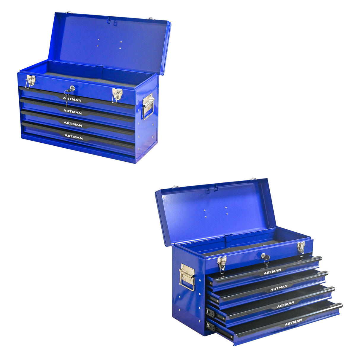 WERKZEUGKISTE 20 Zoll mit 3 Schubladen, pulverbeschichteter Stahl, Blau - Blau, Metall (22.3/34.5/53.2cm) - Novahome
