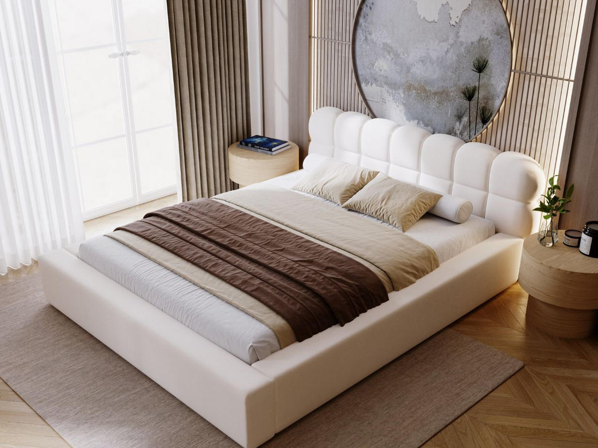 POLSTERBETT Plaza 160x200 Creme - Creme/Naturfarben, Holz/Kunststoff (160/200cm) - Graingold