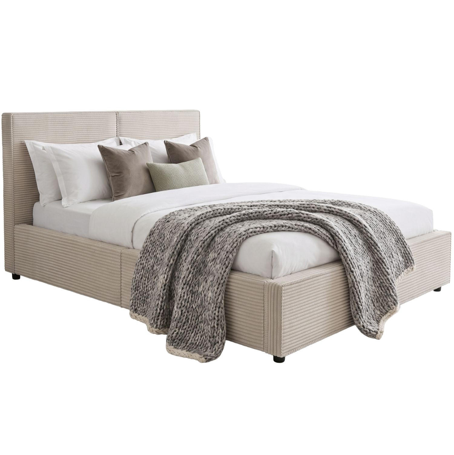 POLSTERBETT Salerno Cord beige 140x200 cm - Beige, Textil (140/200cm) - Juskys