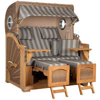 STRANDKORB XXL Düne Grande Teak Banana - Braun/Grau, Metall (142/170/95cm) - Mr. Deko