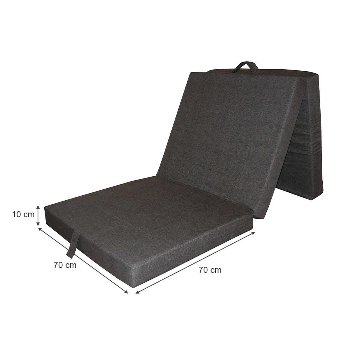 FALTMATRATZE Anthrazit 190 x 70 cm - Anthrazit, Textil - VitaliSpa