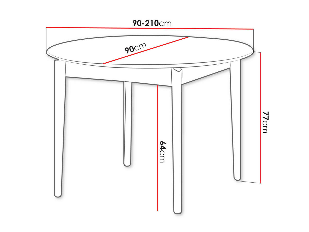 ESSTISCH ausziehbar Plot PT05 - Eichefarben, Holz/Holzwerkstoff (90/90/77cm) - MIRJAN24
