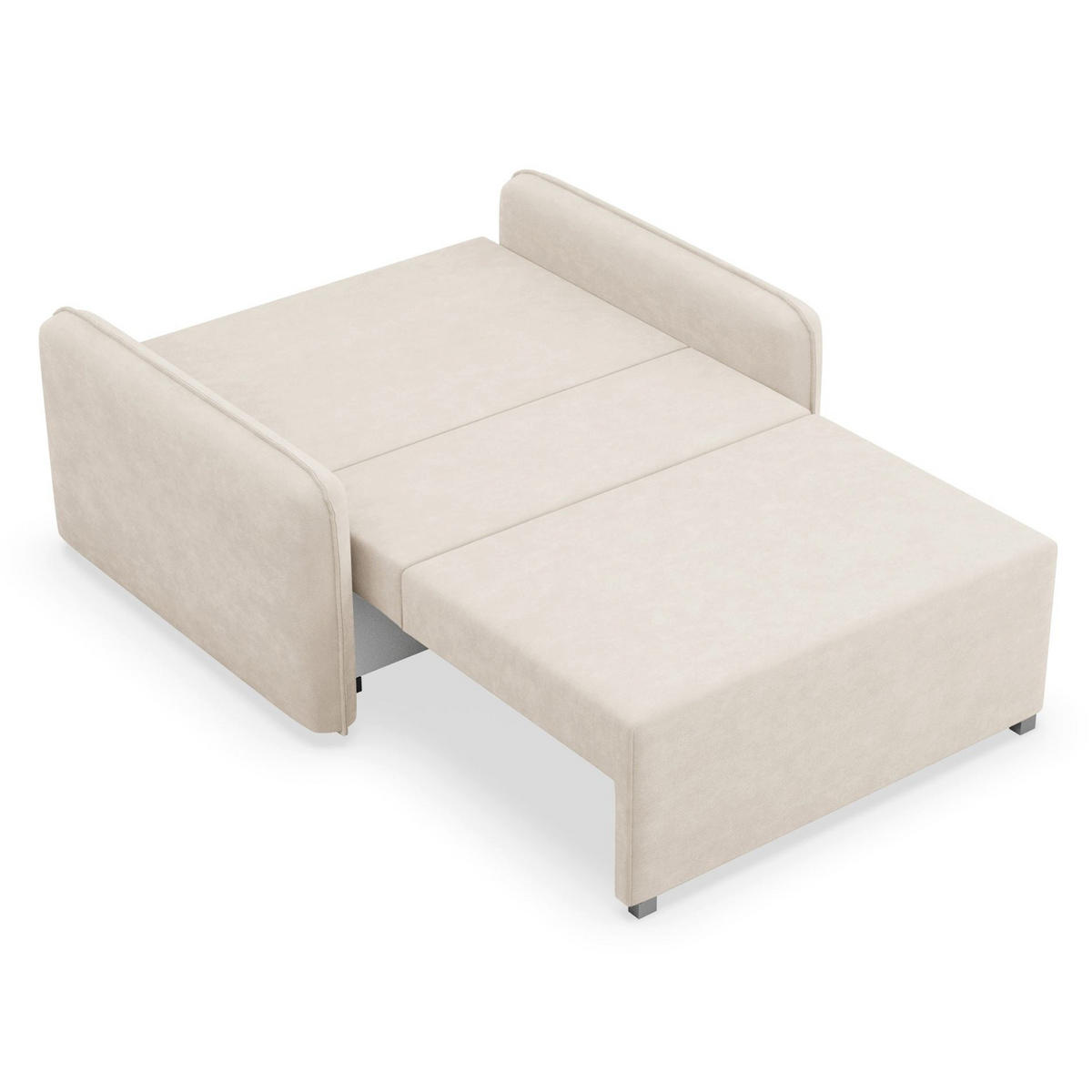 2-SITZER SCHLAFSOFA Duelia Hellbeige, hydrophobe Chenille - Ecru/Schwarz, Textil/Metall (144/85/124cm) - Selsey
