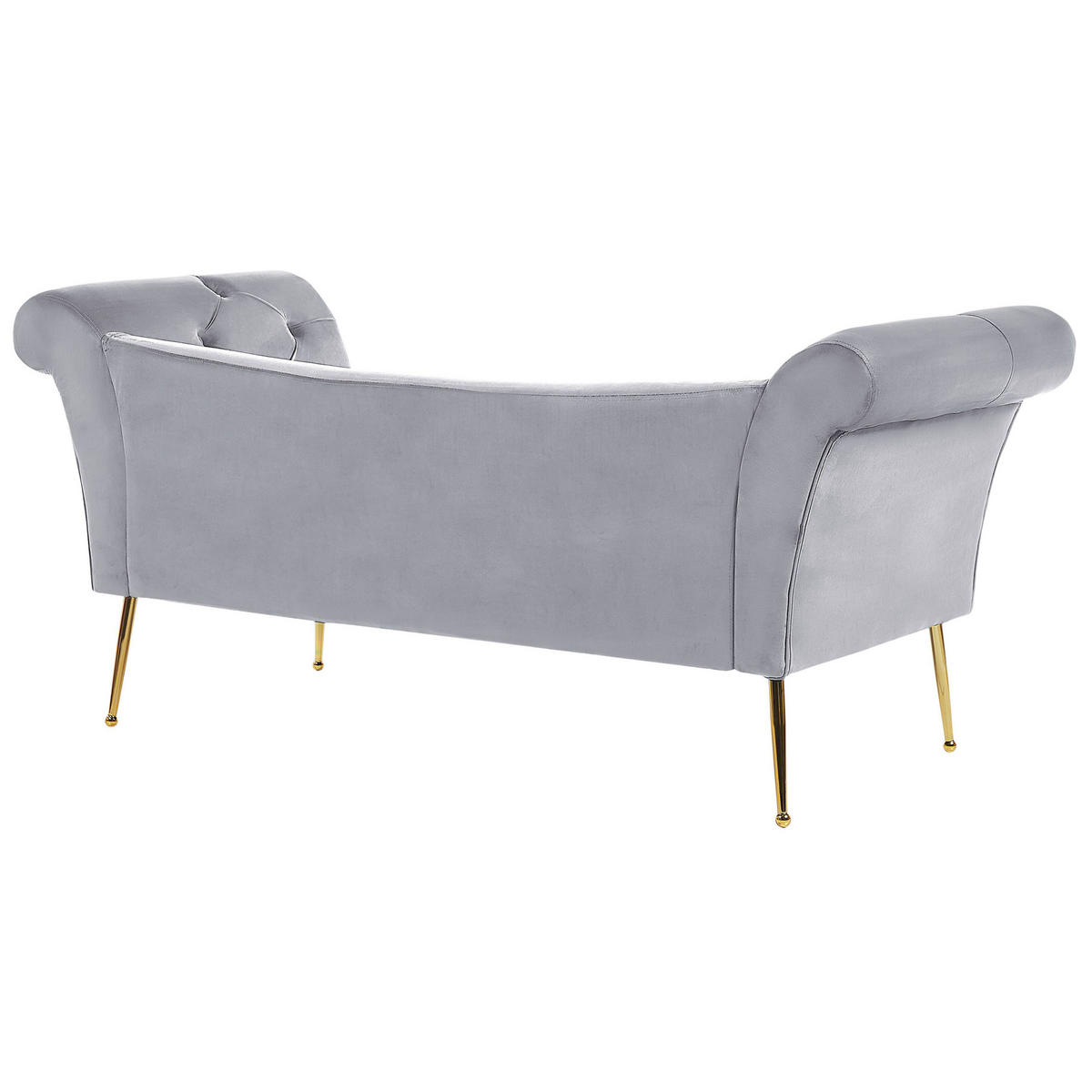 CHAISELONGUE Samtstoffhellgrau/gold Nantilly - Goldfarben/Grau, Textil (175/76/70cm) - Beliani