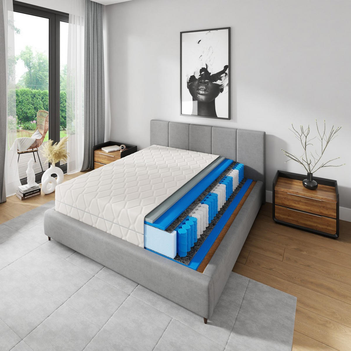 TASCHENFEDERKERNMATRATZE COMFORT 90x200 cm - Weiß, Textil (90/200cm) - Mebligo