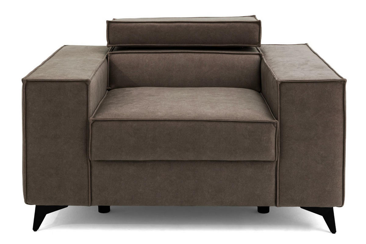 SESSEL PURE mit verstellbare Kopfstütze Velours Beige - Beige/Schwarz, Holz/Textil (174/94/99cm) - Muffo