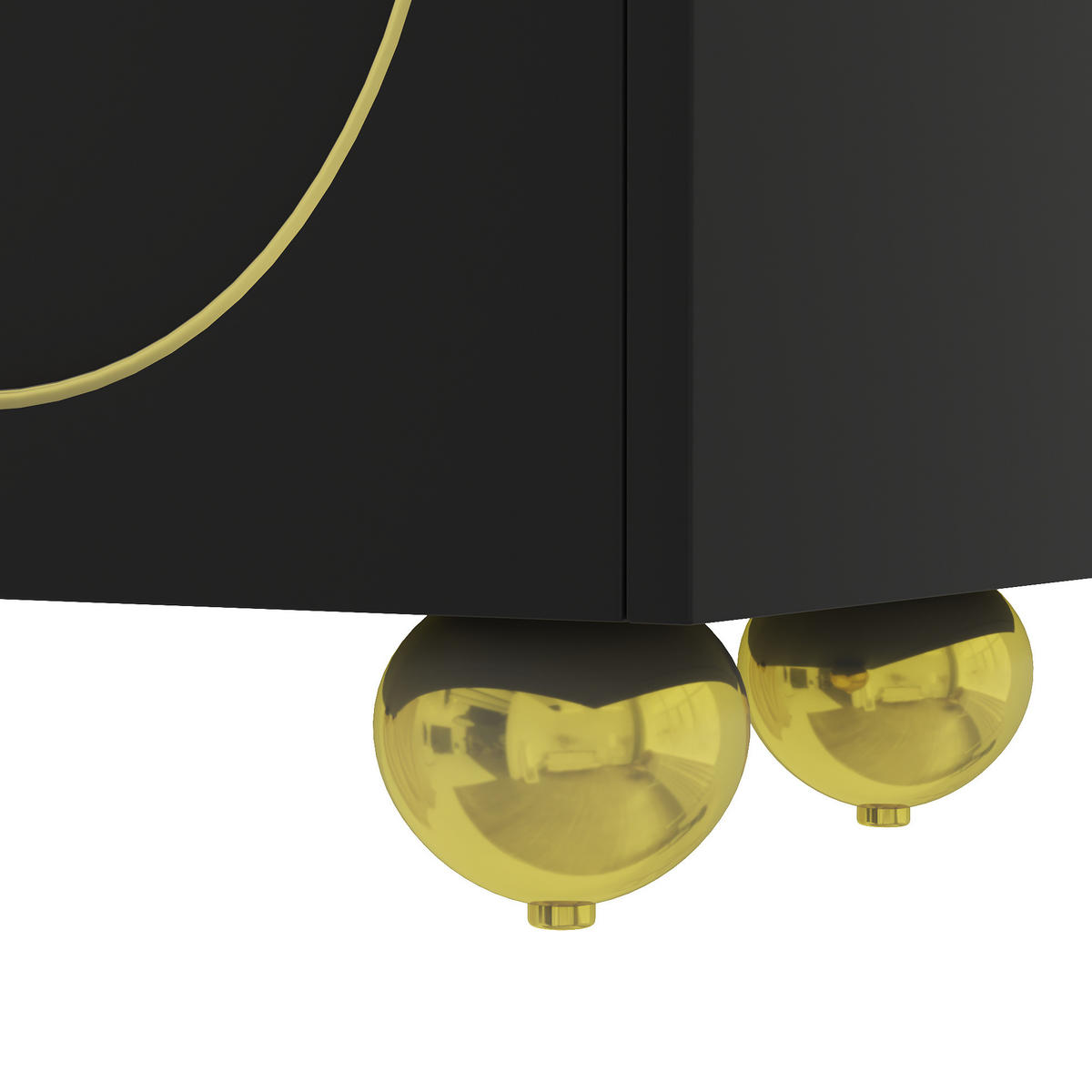 TV-LOWBOARD Schwarz-Goldfarben 170/38/44 cm - Schwarz, Holzwerkstoff (170/44/38cm) - PANGIVO