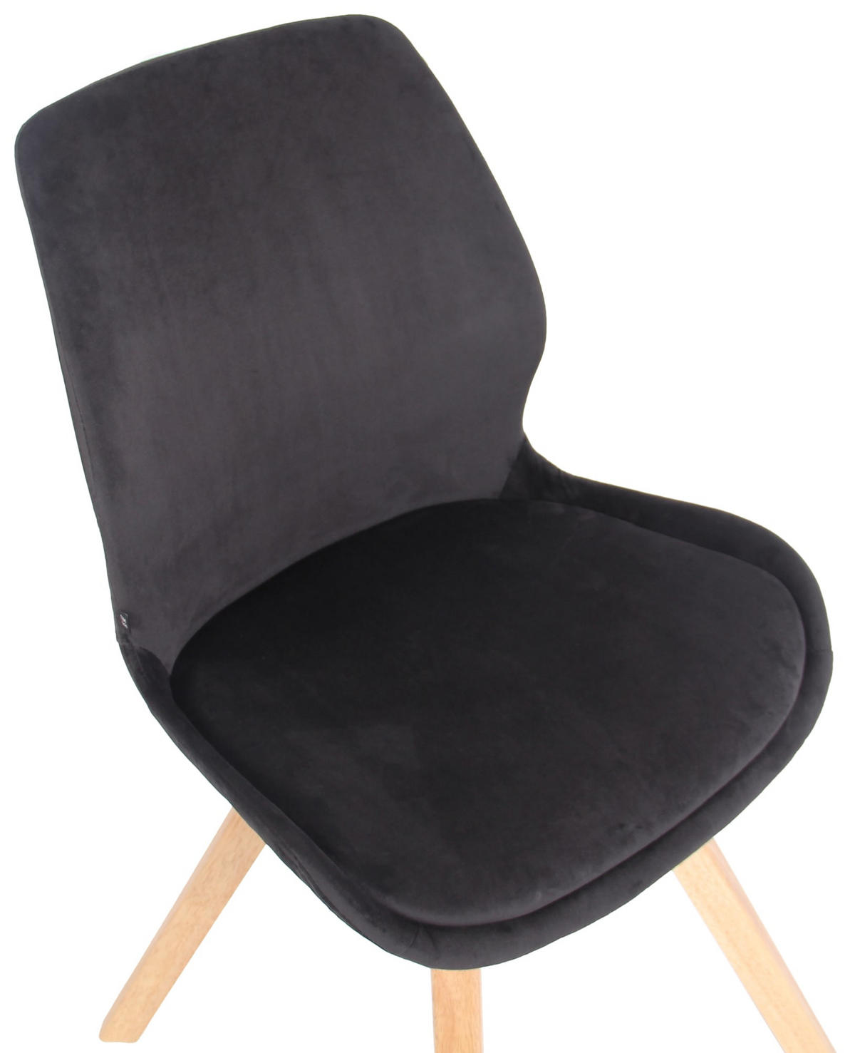 STUHL 4er Set Samt schwarz - Eukalyptusholzfarben/Schwarz, Holz/Textil (49/87.5/58cm) - CLP