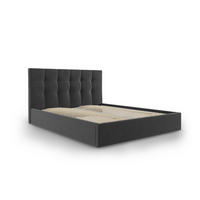 BETT mit Bettkasten und Kopfteil Phaedra aus Samt dunkelgrau 160x200cm - Dunkelgrau, Textil (160/200cm) - Micadoni