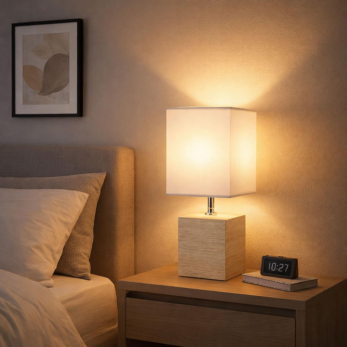 TISCHLEUCHTE Keramik Beige Weiß GERI 2er Set - Weiß, Textil (13/11/29cm) - Globo Lighting