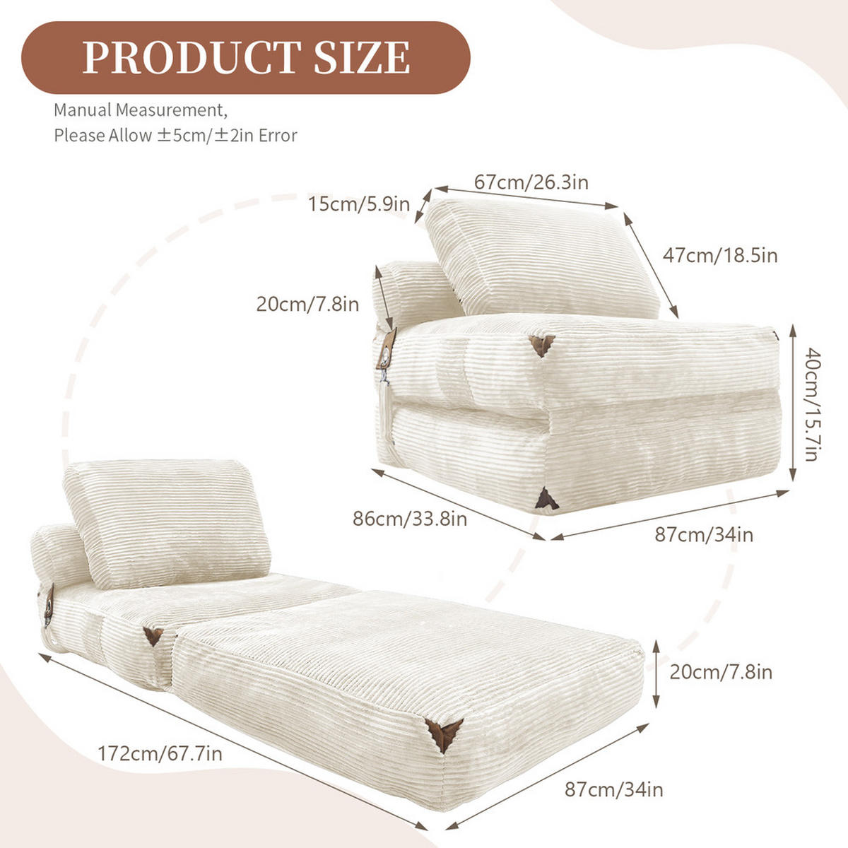 SITZSACK 87x86x40cm Stauraum Quasten - Weiß, Textil (86/33/87cm) - Raelunyi