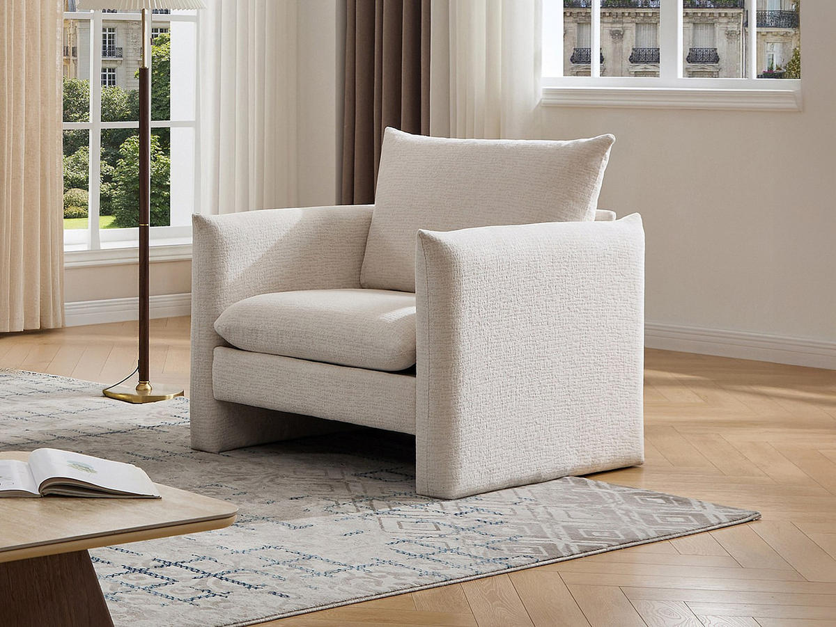 SESSEL mit gerader Rückenlehne - 1 Person - Stoff - Beige - - Beige, Textil (90/87/86cm) - Vente-Unique