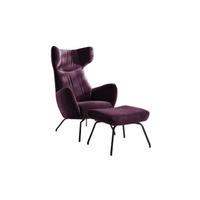 SESSEL MIT HOCKER LOTTE Violett Velvet - Violett/Schwarz, Textil (79/117/82cm) - KAWOLA