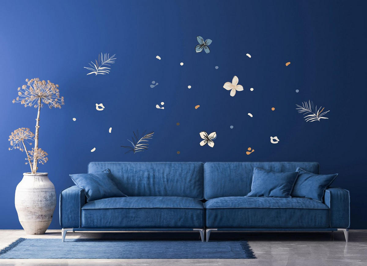 WANDTATTOO Blumenmuster 65 x 42.5 cm - Multicolor, Papier (65/42.5/42.5cm) - Sanders & Sanders