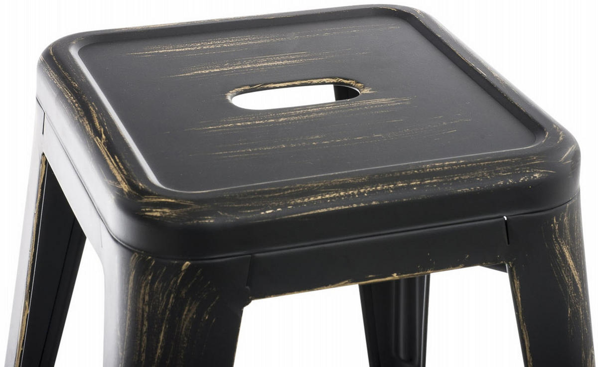 SITZHOCKER 4er Set Arvida schwarz-gold - Schwarz, Metall (40/46/40cm) - TPFLiving