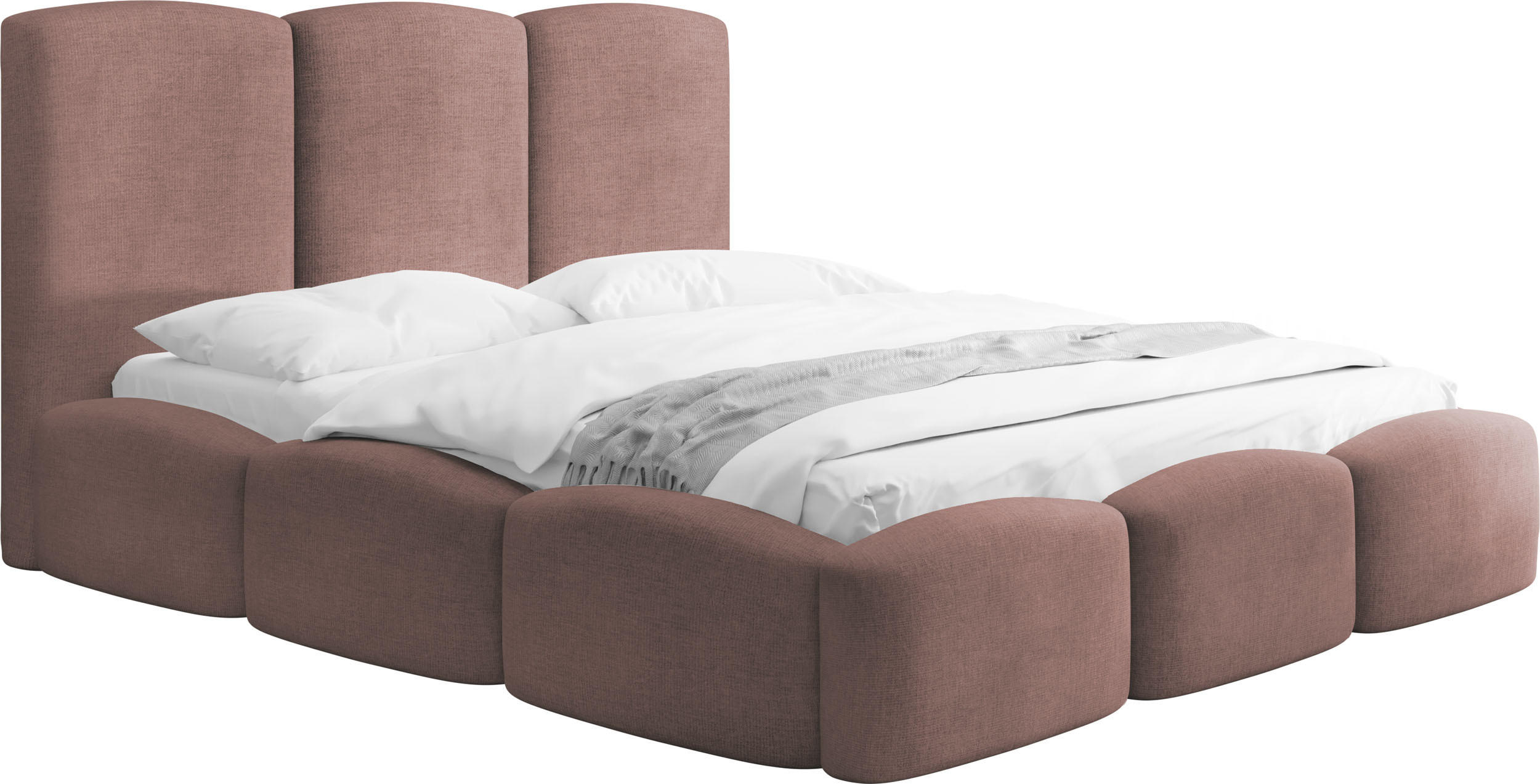 POLSTERBETT Harmony mit Bettkasten & Lattenrost in Altrosa Chenille 180 x 200 cm - Birkefarben/Altrosa, Holzwerkstoff/Kunststoff (180/200cm) - WFL GROUP