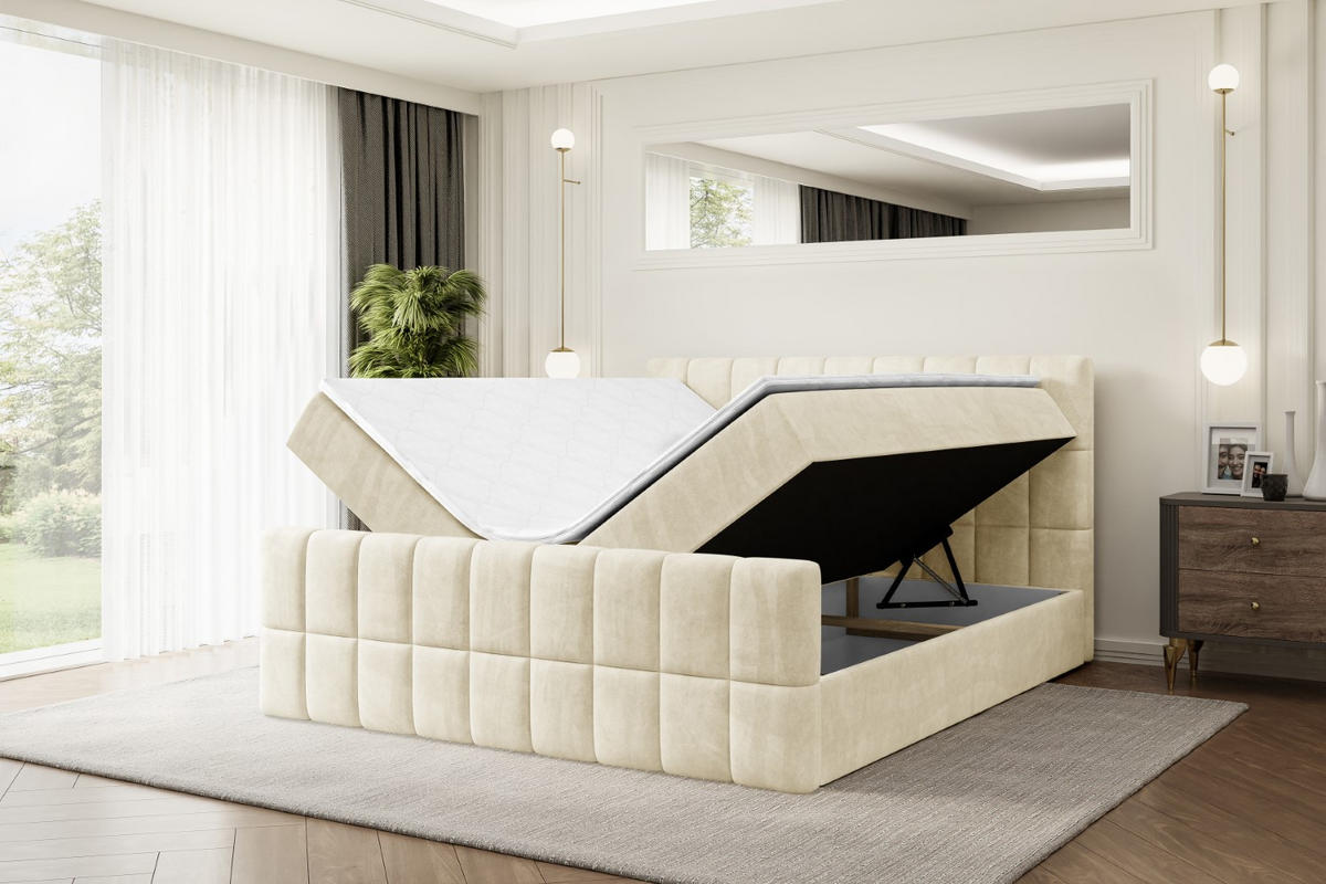 BOXBETT MIAMI-Z - 160x200 cm - H3 - Beige - Beige, Holzwerkstoff (160/200cm) - ALTDECOR