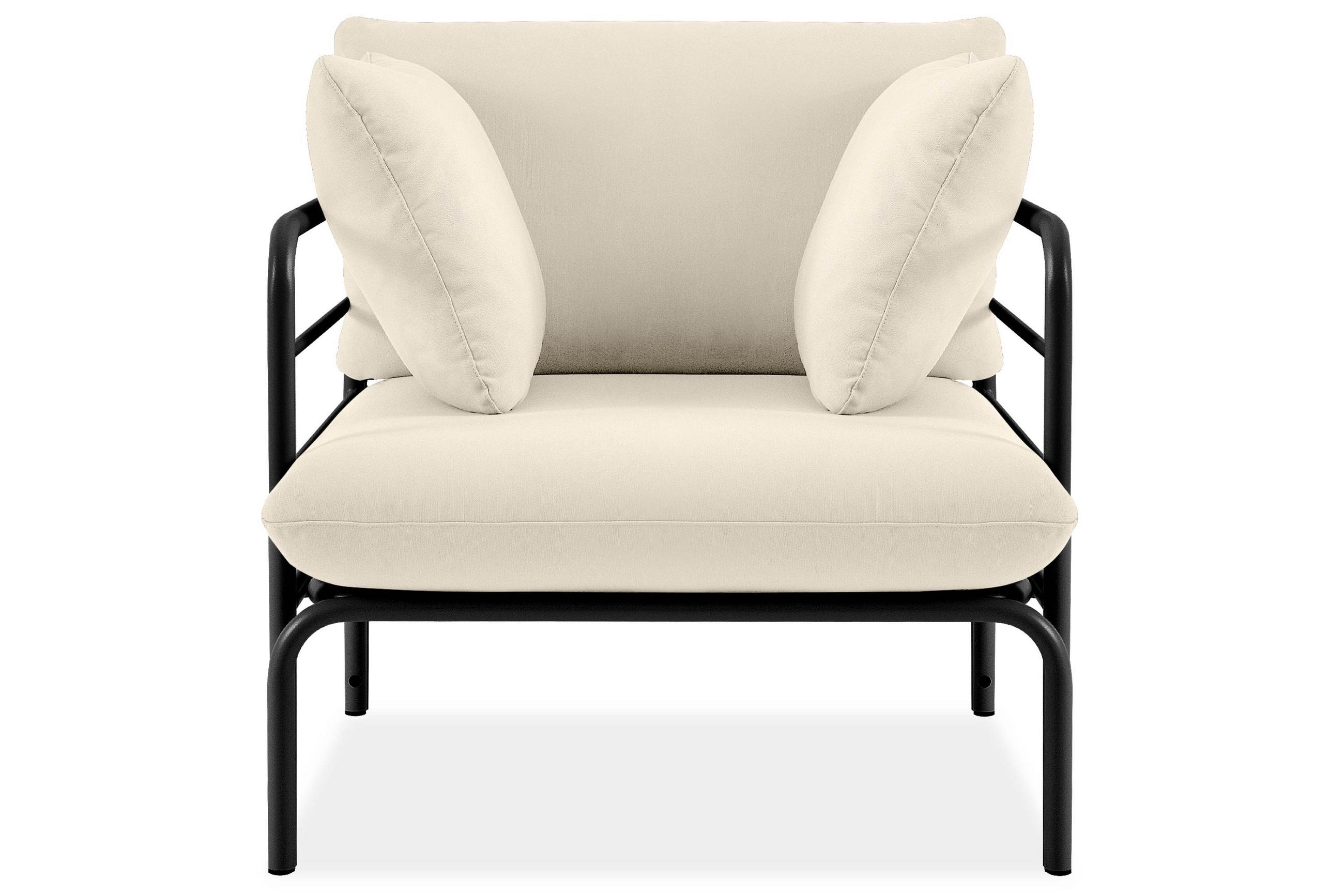 GARTENSESSEL RAMBE inkl. Auflagen, Stahlgestell, Modern, Anthrazit/Cremeweiß - Dunkelgrau/Creme, Textil/Metall (79/80/80cm) - KONSIMO®