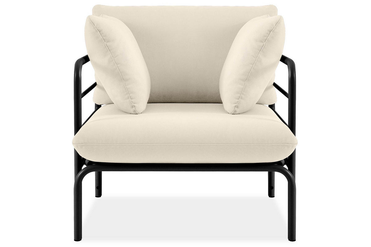 GARTENSESSEL RAMBE inkl. Auflagen, Stahlgestell, Modern, Anthrazit/Cremeweiß - Dunkelgrau/Creme, Textil/Metall (79/80/80cm) - KONSIMO®