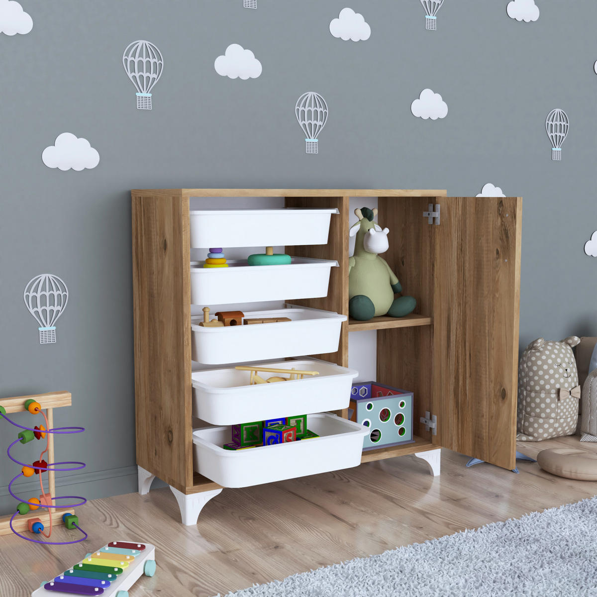 BEISTELLSCHRANK Aurland - Eichefarben, Holzwerkstoff (77/78.5/30cm) - [en.casa]