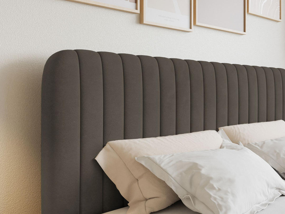 BOXBETT Saliano mit Topper und Samtbezug Braun, 180x200 cm - Braun, Kunststoff/Textil (180/200cm) - Selsey