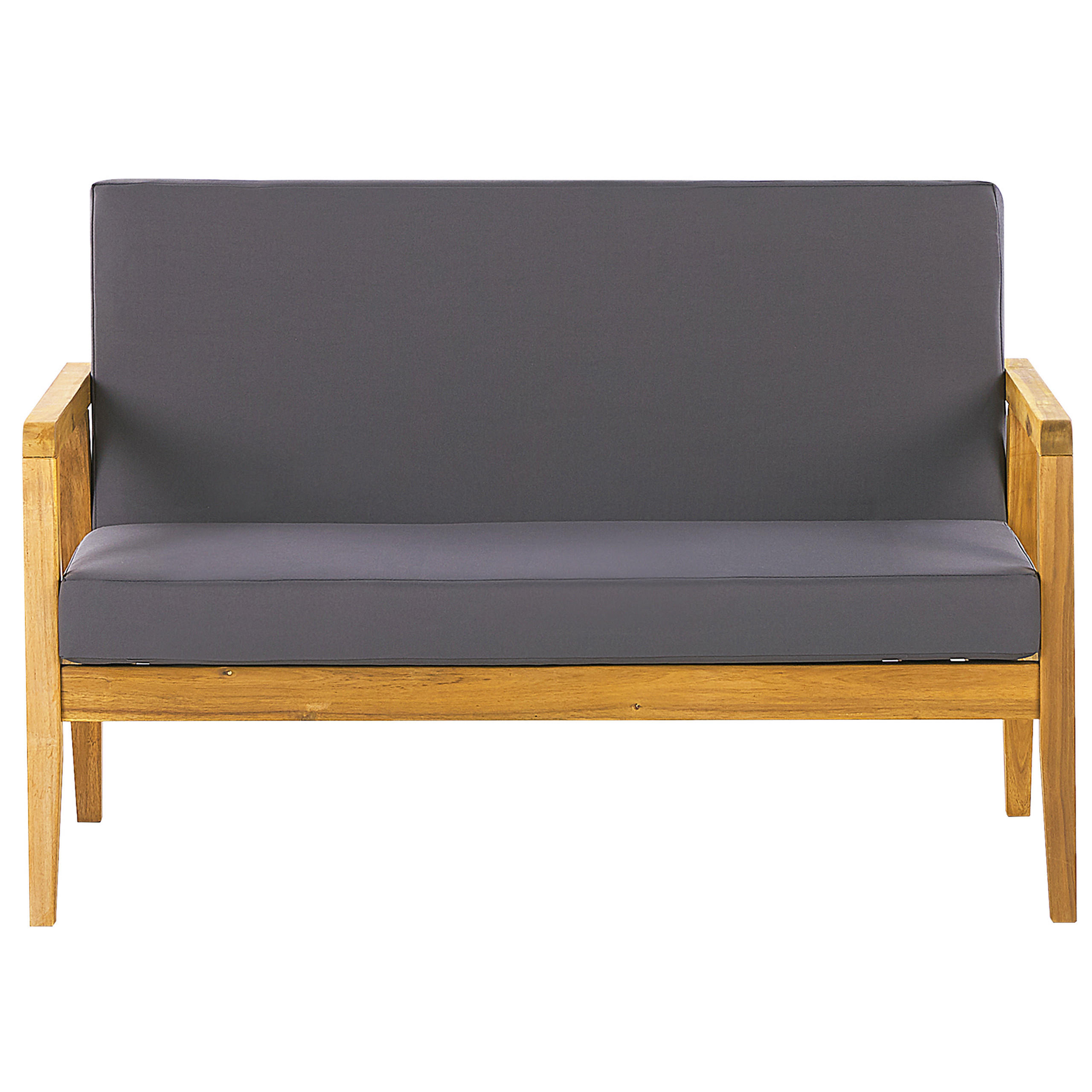 LOUNGE SET 4-Sitzer Hellbraun Auflagen dunkelgrau Pallano - Hellbraun/Dunkelbraun, Holz - Beliani