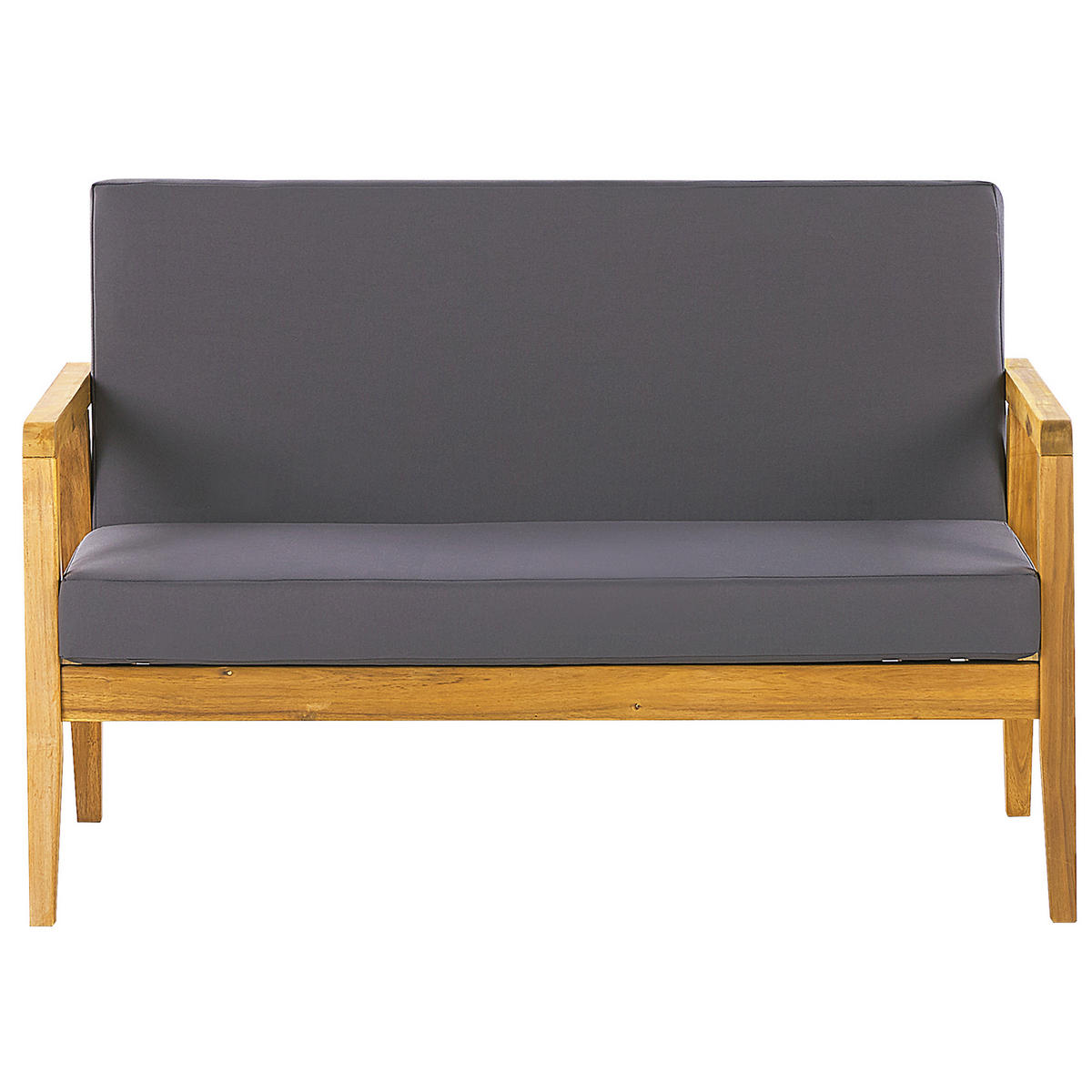 LOUNGE SET 4-Sitzer Hellbraun Auflagen dunkelgrau Pallano - Hellbraun/Dunkelbraun, Holz - Beliani