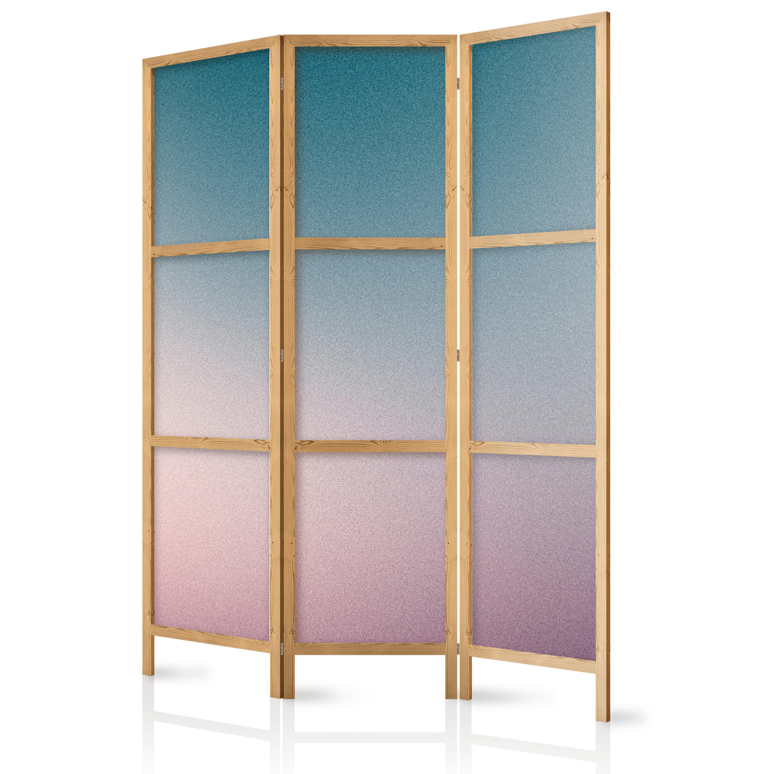 PARAVÁN Japonský 3-dielny 135x172 cm Farebné Ombré - modrá, drevo/textil (135/172/3cm) - Muralo