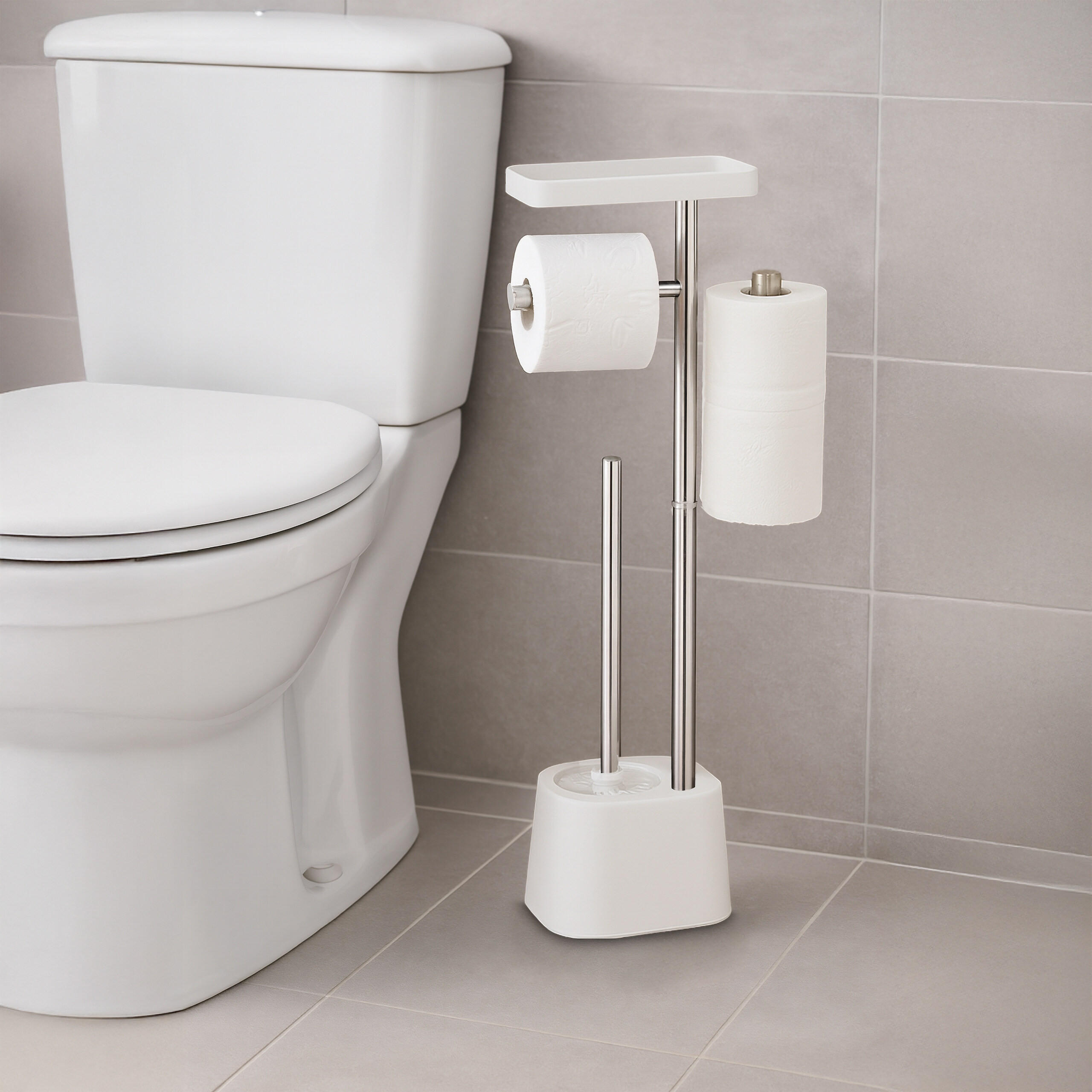 WC-GARNITUR - Multicolor, Kunststoff/Metall (29/65.5/11cm) - Relaxdays