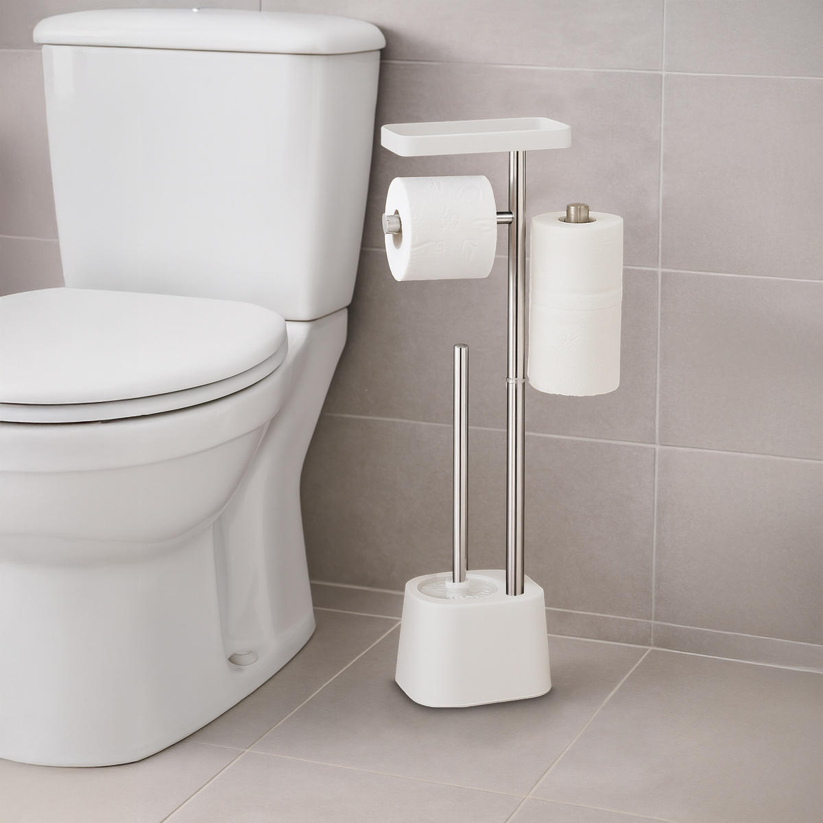 WC-GARNITUR - Multicolor, Kunststoff/Metall (29/65.5/11cm) - Relaxdays