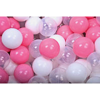 BÄLLE für Bällebad, Spielbälle, Plastikbälle für Kinder Set 50 pcs.: Hellrosa/Transparent/Weiß - Pink, Textil (7/7/7cm) - MeowBaby